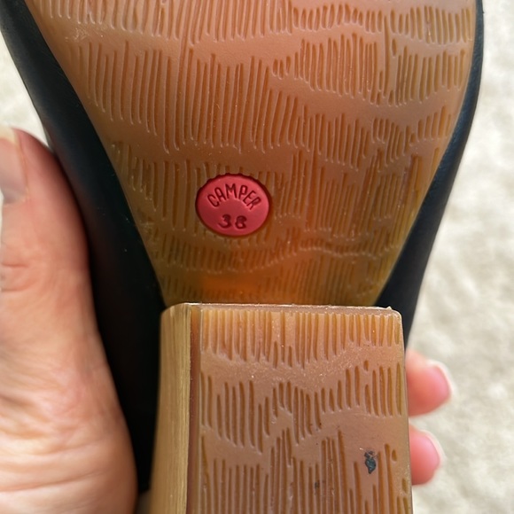 Camper black leather wedge sandals women’s size 38 EU (7.5-8 US) - Picture 8 of 9